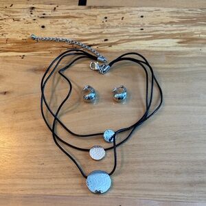 Chico’s Elegant Silver Jewelry Set with Black Cord